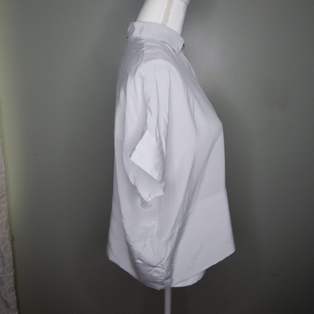 everlane women light gray silk square shirt SZ 00 - Picture 3 of 4